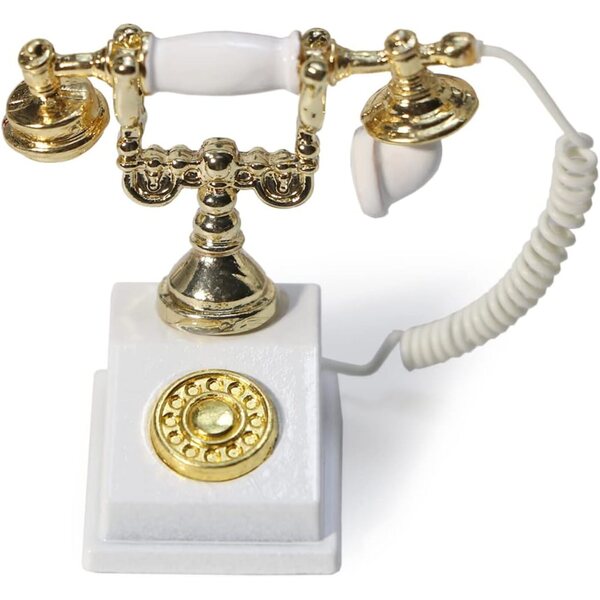 1:12 Puppenhaus Vintage Telefon mit Wählscheibe, stilvolle dekorative Miniatur