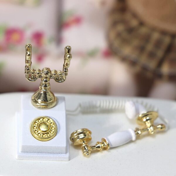 1:12 Puppenhaus Vintage Telefon mit Wählscheibe, stilvolle dekorative Miniatur