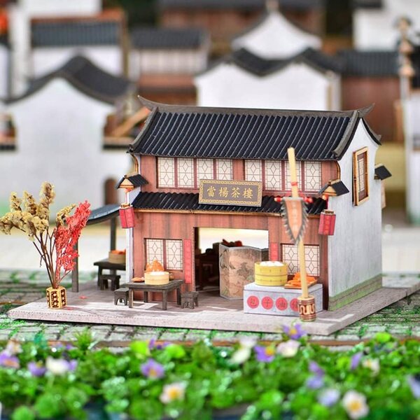 3D-Miniatur-Puppenhaus-Bausatz im chinesischen Stil, DIY aus Holz und Papier