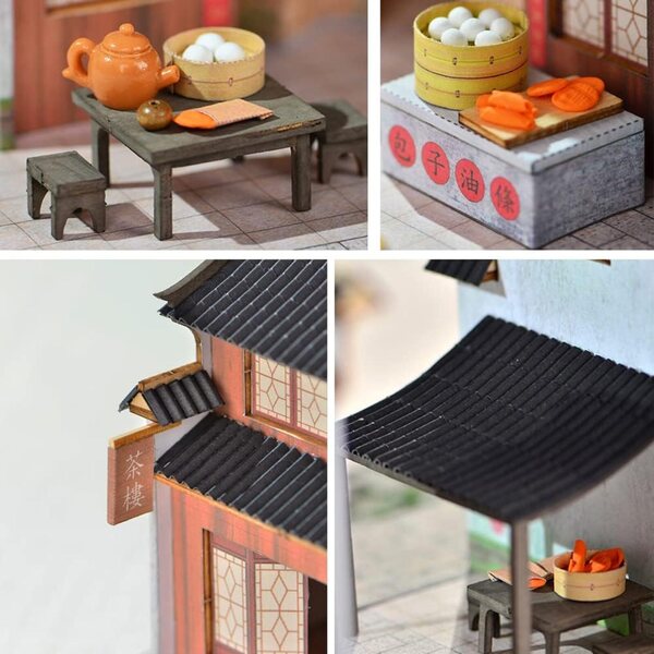 3D-Miniatur-Puppenhaus-Bausatz im chinesischen Stil, DIY aus Holz und Papier
