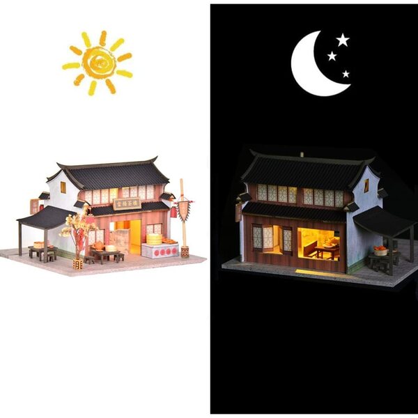 3D-Miniatur-Puppenhaus-Bausatz im chinesischen Stil, DIY aus Holz und Papier