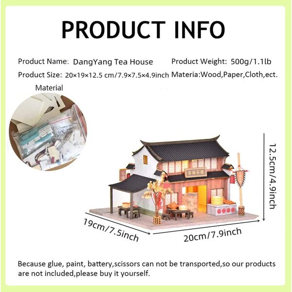 3D-Miniatur-Puppenhaus-Bausatz im chinesischen Stil, DIY aus Holz und Papier