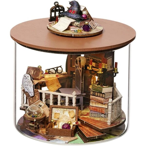DIY 3D-Miniatur-Puppenhaus-Bausatz mit LED-Lichtern – Magisches Haus