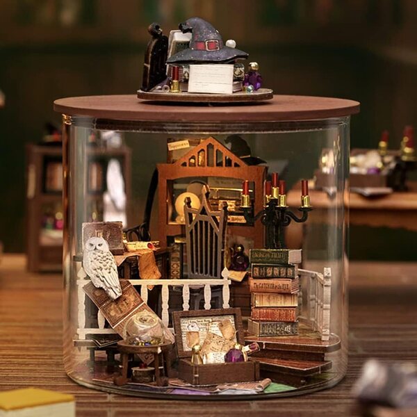 DIY 3D-Miniatur-Puppenhaus-Bausatz mit LED-Lichtern – Magisches Haus