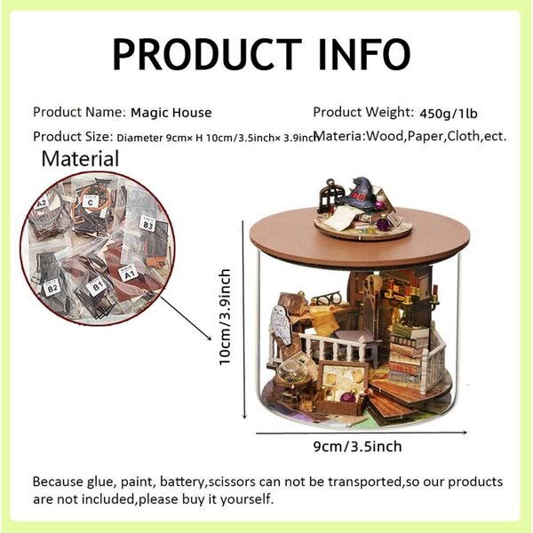 DIY 3D-Miniatur-Puppenhaus-Bausatz mit LED-Lichtern – Magisches Haus