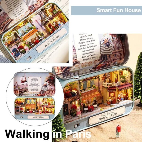 3D-Miniatur-Puppenhaus mit LED-Lichtern – kreativer, intelligenter Hausbausatz im Kanister