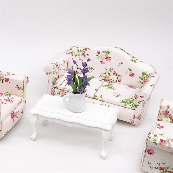 Mini Casa delle Bambole Momola con Pianta Verde Rosa in Vaso Viola - Accessorio Giardino Fata