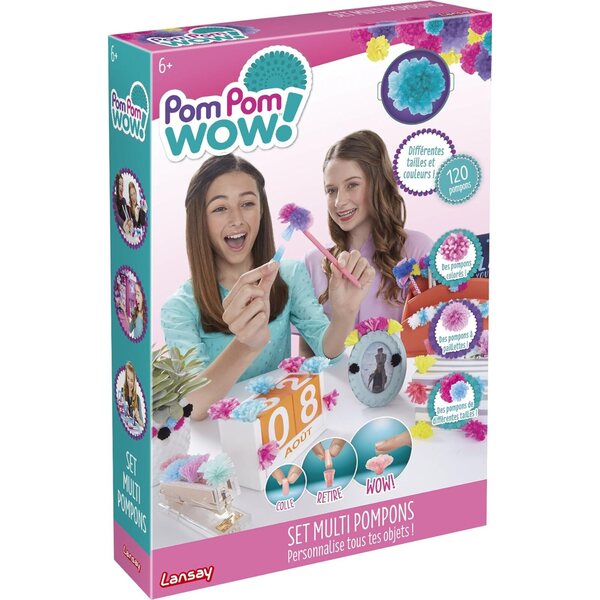 Lansay Pom Pom Wow Set: 125 Pompon Colorati per Decorazioni Creative e Personalizzate