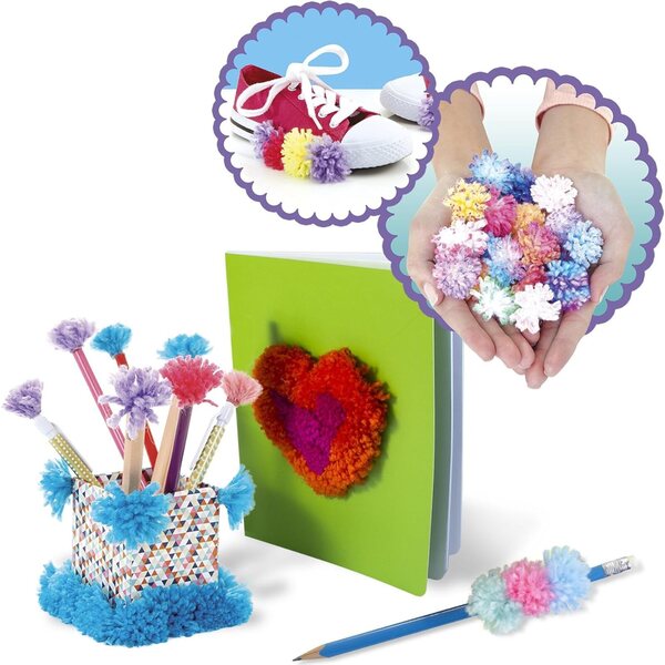 Lansay Pom Pom Wow Set: 125 farbige Pompons für kreative und personalisierte Dekorationen