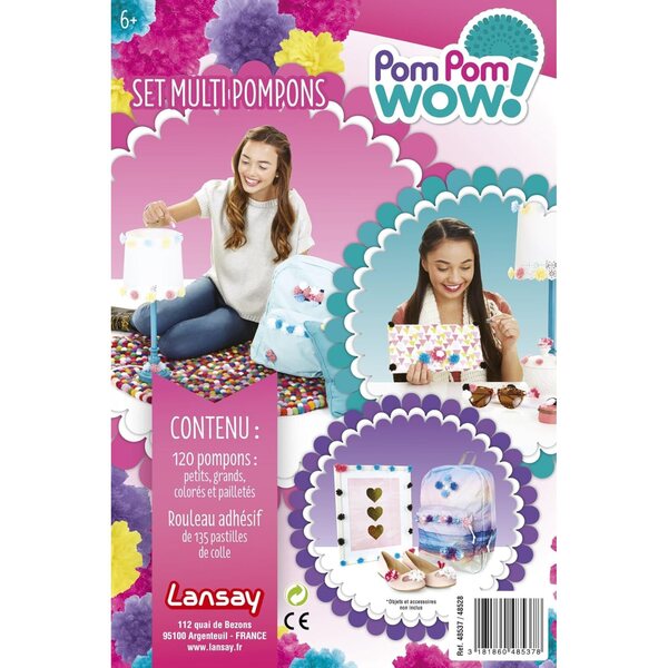 Lansay Pom Pom Wow Set: 125 farbige Pompons für kreative und personalisierte Dekorationen