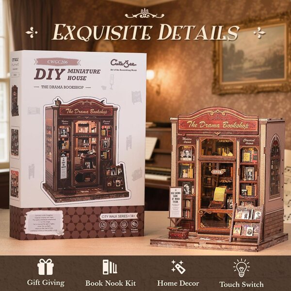 CUTEBEE Kit casa delle bambole 3D in legno fai da te, decorazione miniatura unica