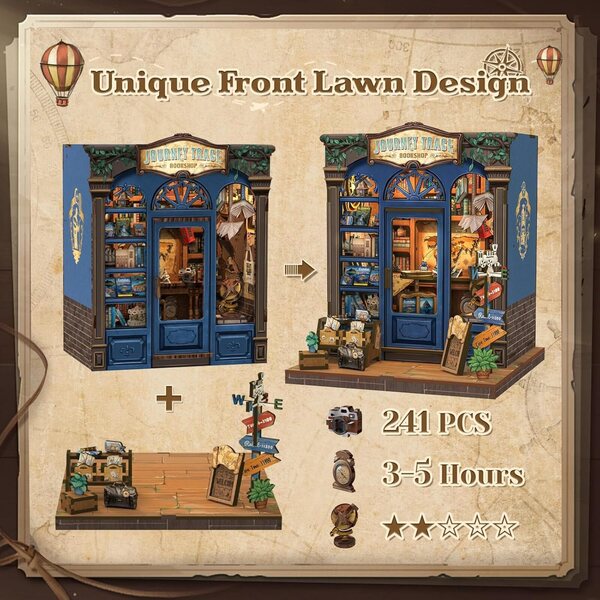CUTEBEE House Miniature Kit Book Nook 3D-Holzpuzzle zum Dekorieren des Bücherregals