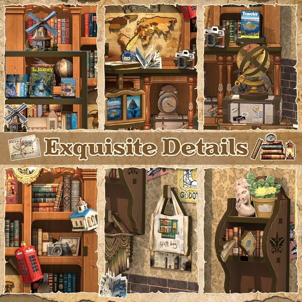 CUTEBEE House Miniature Kit Book Nook 3D-Holzpuzzle zum Dekorieren des Bücherregals
