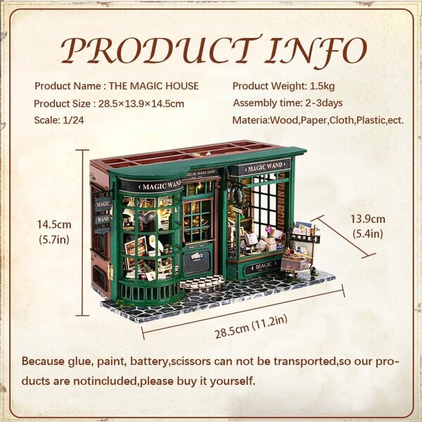 CUTEBEE Kit casa delle bambole in legno fai-da-te, casa magica miniatura creativa