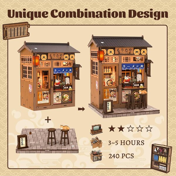 Fsolis Kit Casa Miniatura Giapponese da Costruire - Decorazione Libreria Creativa