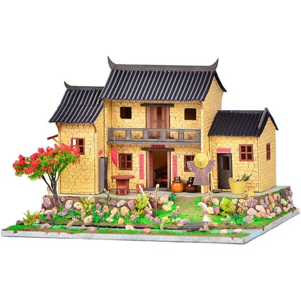3D-Puppenhaus-Bausatz aus Holz zum Zusammenbauen – altes chinesisches Miniaturmodell 1:24