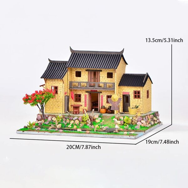 3D-Puppenhaus-Bausatz aus Holz zum Zusammenbauen – altes chinesisches Miniaturmodell 1:24
