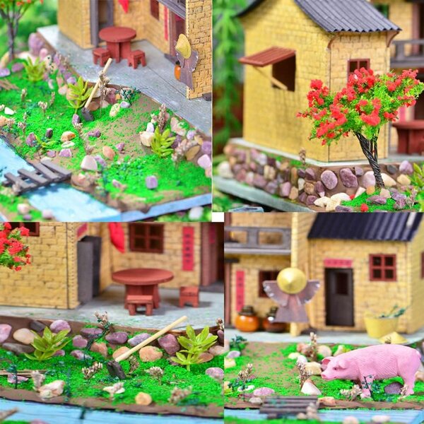 3D-Puppenhaus-Bausatz aus Holz zum Zusammenbauen – altes chinesisches Miniaturmodell 1:24