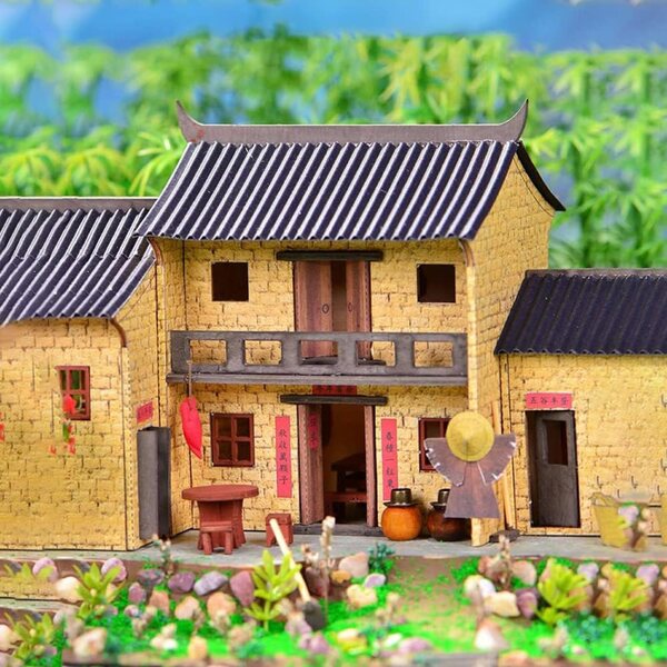 3D-Puppenhaus-Bausatz aus Holz zum Zusammenbauen – altes chinesisches Miniaturmodell 1:24
