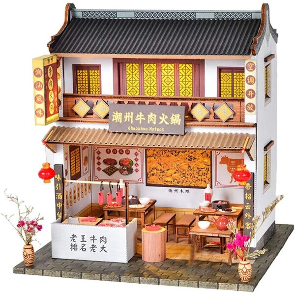 Casa delle bambole 3D in legno fatta a mano - Modello in miniatura della casa della torta cantonese 1:24