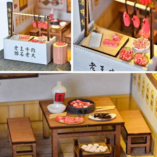 Casa delle bambole 3D in legno fatta a mano - Modello in miniatura della casa della torta cantonese 1:24