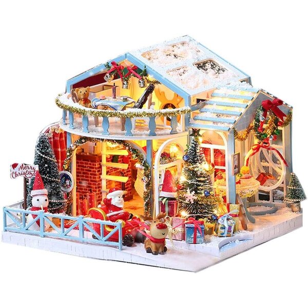 Casa delle bambole DIY 3D con luci LED e musica, modello creativo XLZSP CRUSH BLUE