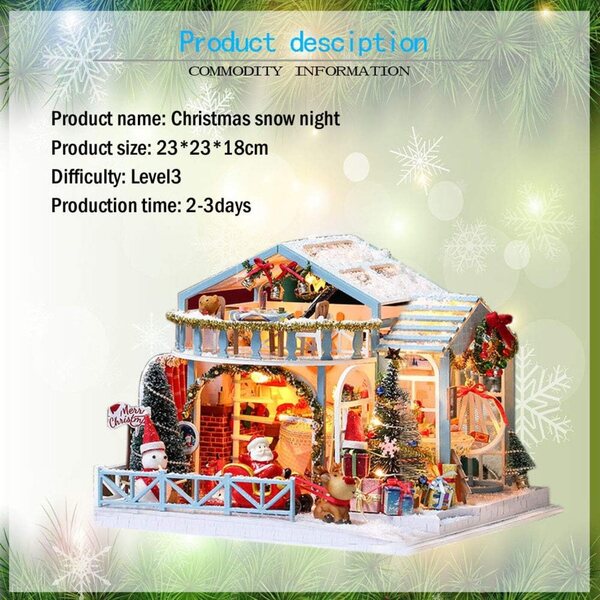 Casa delle bambole DIY 3D con luci LED e musica, modello creativo XLZSP CRUSH BLUE