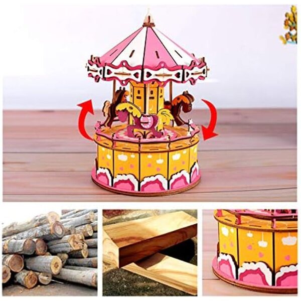 3D-Puppenhaus-Bausatz aus Holz mit Spieluhr – Dekoration und kreatives Geschenk