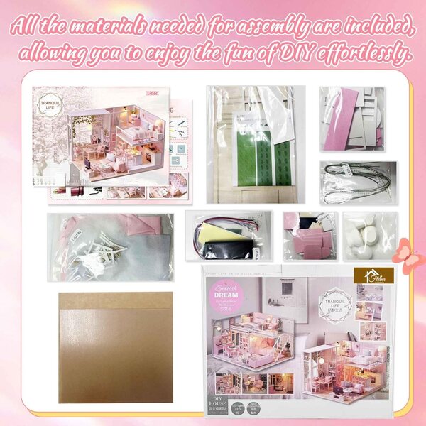 Flever Casa delle Bambole Miniatura Diy Kit con Mansarda e Musica, 15,5x20,6x24,4cm