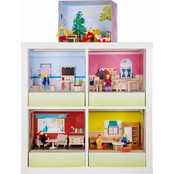Rülke Casa delle Bambole con Bagno su Scaffale in Scala 1:12 - Gioco Completo