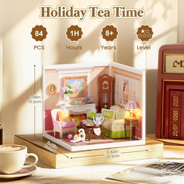 ROBOTIME Kit Casa Miniatura con LED, Montaggio Facile, Idea Regalo Unica