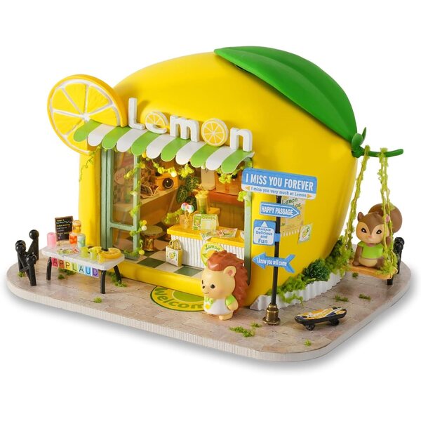 TuKIIE Kit fai da te casa delle bambole in legno scala 1:24 con luci LED