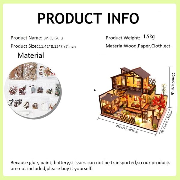 3D-Puppenhaus-Miniatur aus Holz zum Zusammenbauen – DIY-Loft-Bausatz mit LED-Licht und Musik
