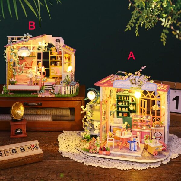 Kit Casa di Bambola Miniatura in Legno DIY con Luci LED e Mobili 1/24 - XLZSP