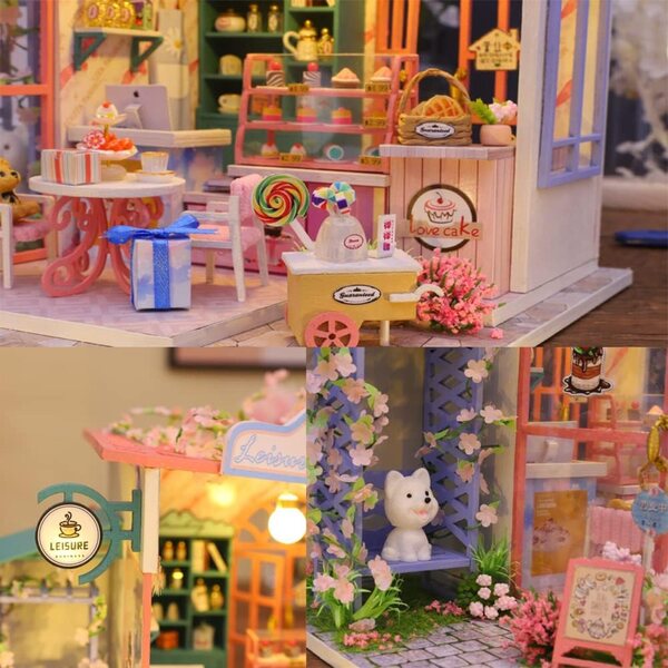 Kit Casa di Bambola Miniatura in Legno DIY con Luci LED e Mobili 1/24 - XLZSP