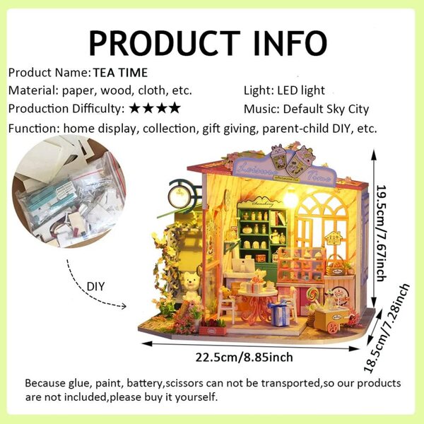 Kit Casa di Bambola Miniatura in Legno DIY con Luci LED e Mobili 1/24 - XLZSP