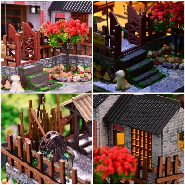 1:24 Miniatur-Puppenhaus-Bausatz – DIY im antiken chinesischen Stil mit LED und Möbeln