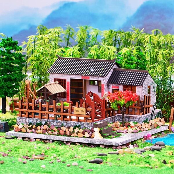 1:24 Miniatur-Puppenhaus-Bausatz – DIY im antiken chinesischen Stil mit LED und Möbeln