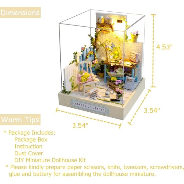 Kit casa delle bambole in miniatura 1:24 TuKIIE da montare con mobili e LED
