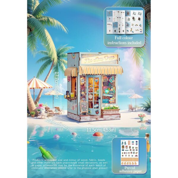 3D-Miniaturhaus-Bausatz mit LED-Leuchten und Bierbar, Dekoration und originelles Geschenk