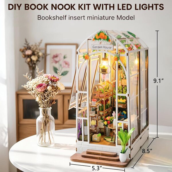 Kit casa di bambola miniatura con luce LED, hobby creativo e decorazione raffinata