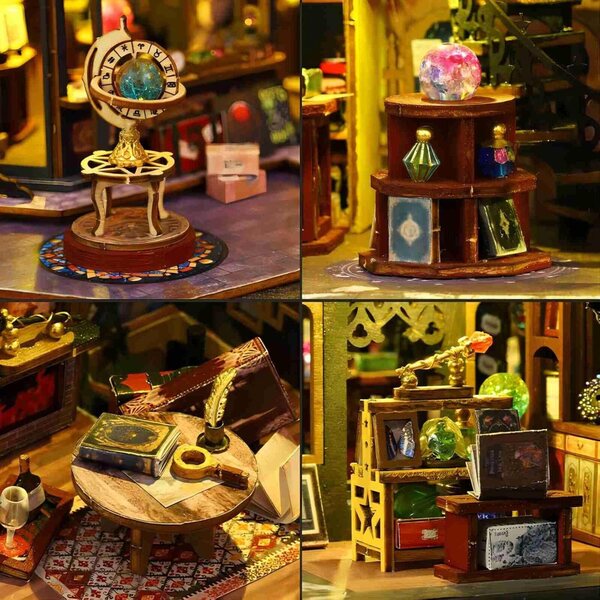 OZJAY DIY Miniatur-Puppenhaus-Set mit staubdichtem Gehäuse und Spieluhr