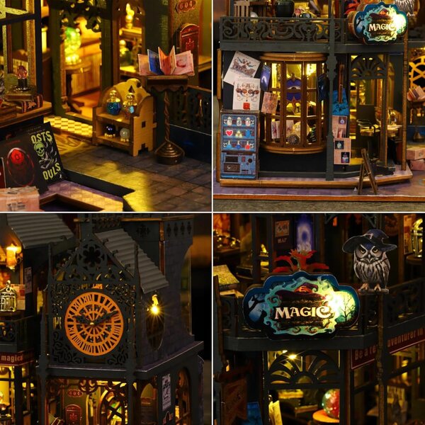 OZJAY DIY Miniatur-Puppenhaus-Set mit staubdichtem Gehäuse und Spieluhr