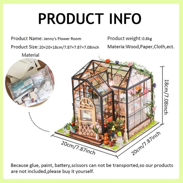 DIY Puppenhaus-Bausatz aus Holz für Erwachsene mit LED-Lichtern, einzigartiges Geschenk