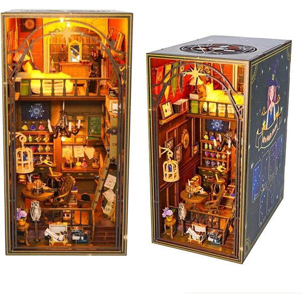 DIY-Puppenhaus-Set mit LED und Musik, 3D-Bücherregal-Dekoration aus Holz