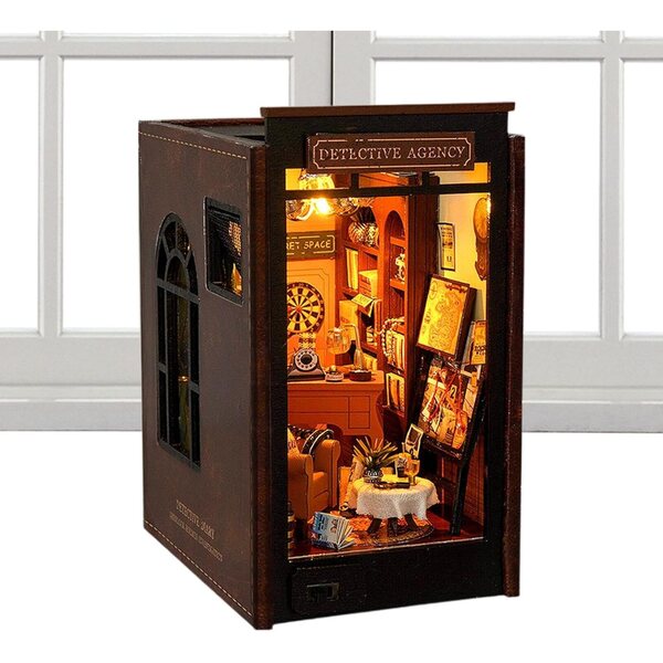 Kit Book Nook Miniatura in Legno con LED, Decorazione Artistica e Serre-Livres