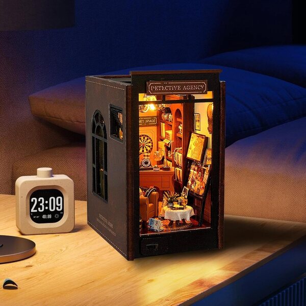 Kit Book Nook Miniatura in Legno con LED, Decorazione Artistica e Serre-Livres