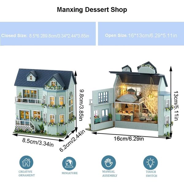 Puppenhaus-Bausatz aus Holz mit LEDs und Möbeln – ideal für Anfänger und einzigartiges Geschenk