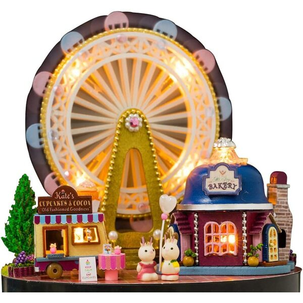 DIY-Puppenhaus aus Holz mit LED und Möbeln, komplettes Set für Kinder und Erwachsene
