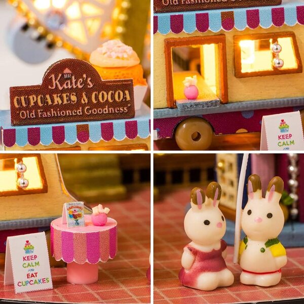 DIY-Puppenhaus aus Holz mit LED und Möbeln, komplettes Set für Kinder und Erwachsene